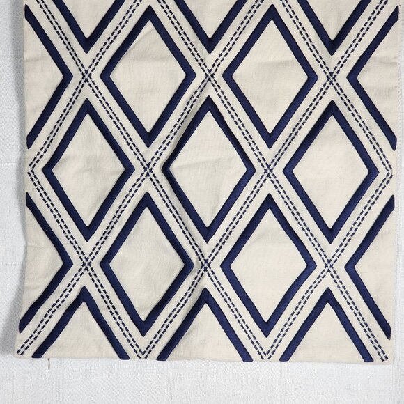 Geometric Diamond Pattern Blue and White Single Zip Throw Pillow Cover 19”x19” - Picture 5 of 16